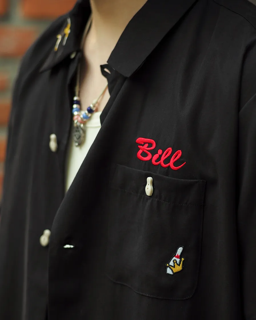 'What, Me worry' Bowling Shirt-Black