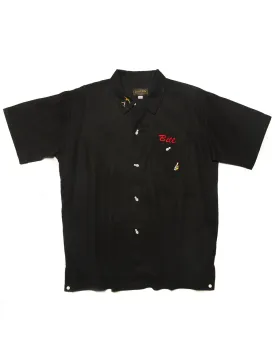 'What, Me worry' Bowling Shirt-Black
