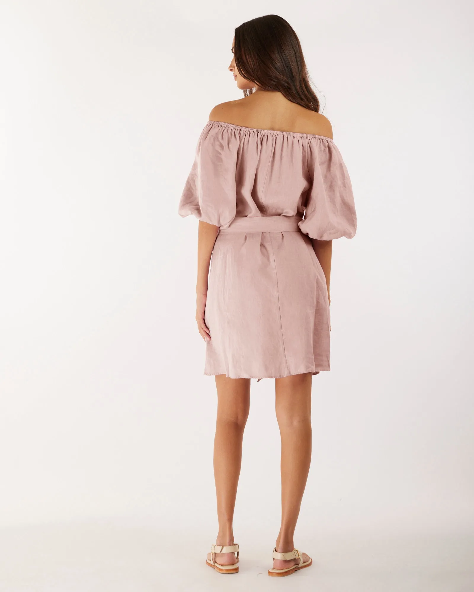 Wren Linen Mini Dress - Peony