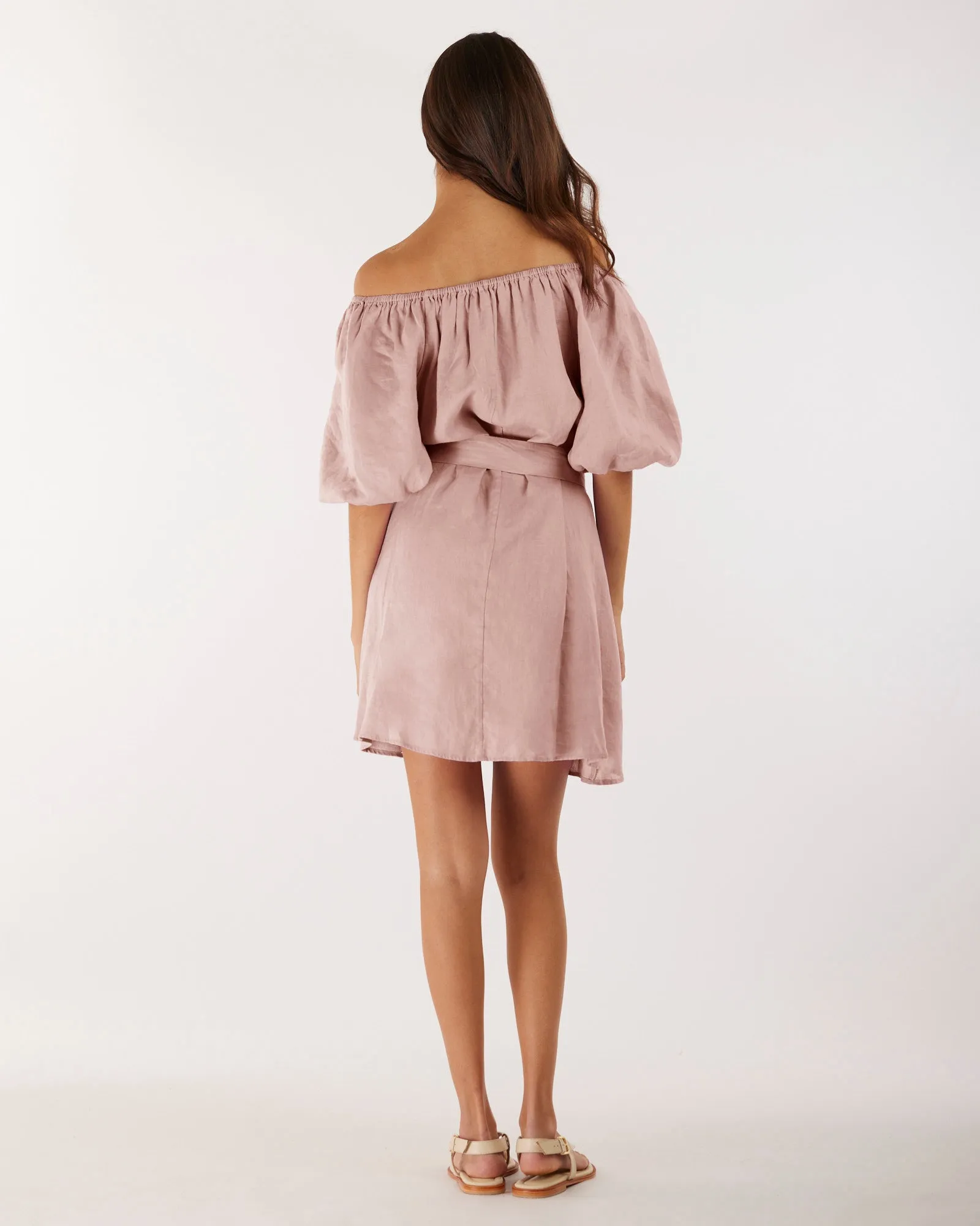 Wren Linen Mini Dress - Peony