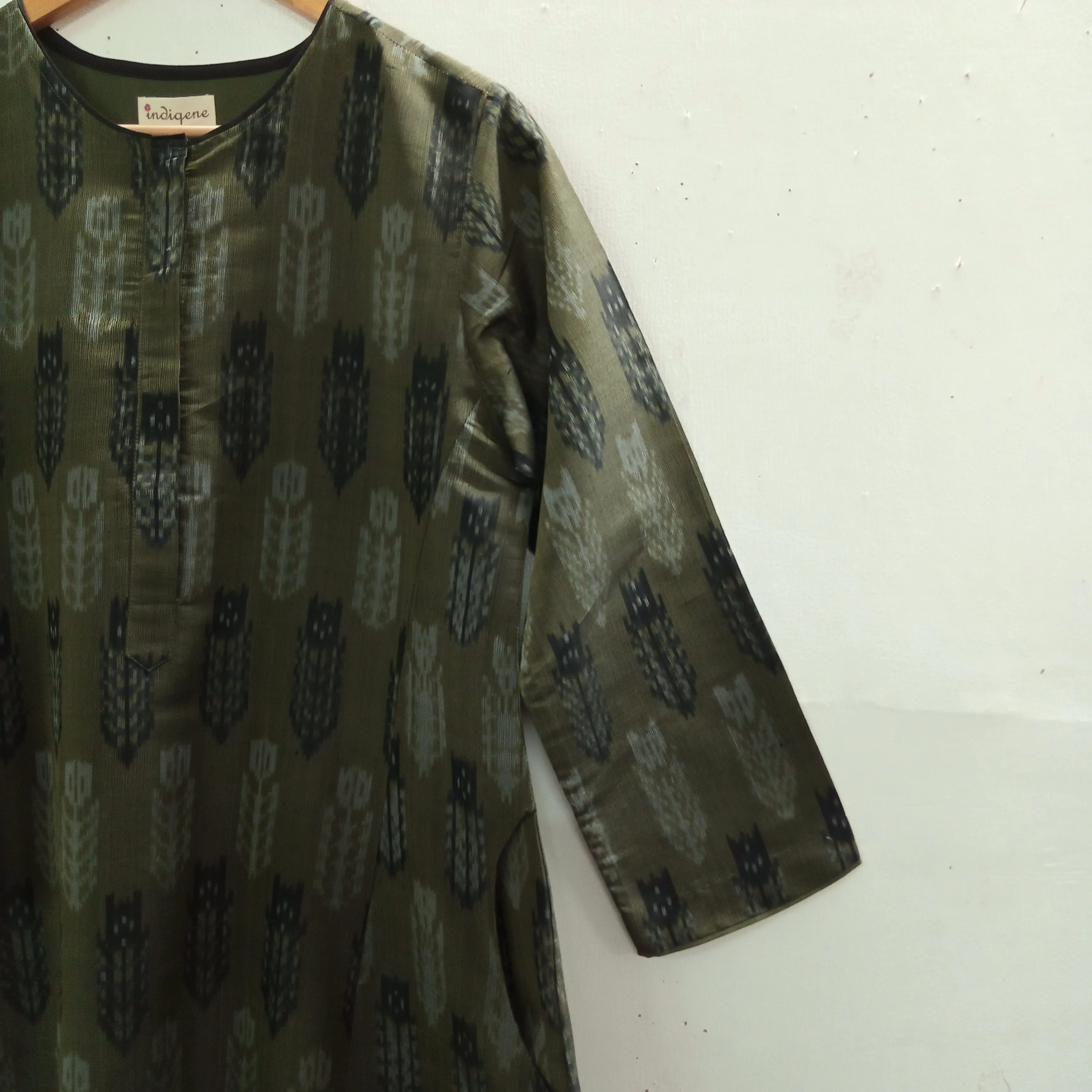 Yasmin Tulip Placket Silk Ikat Kurta