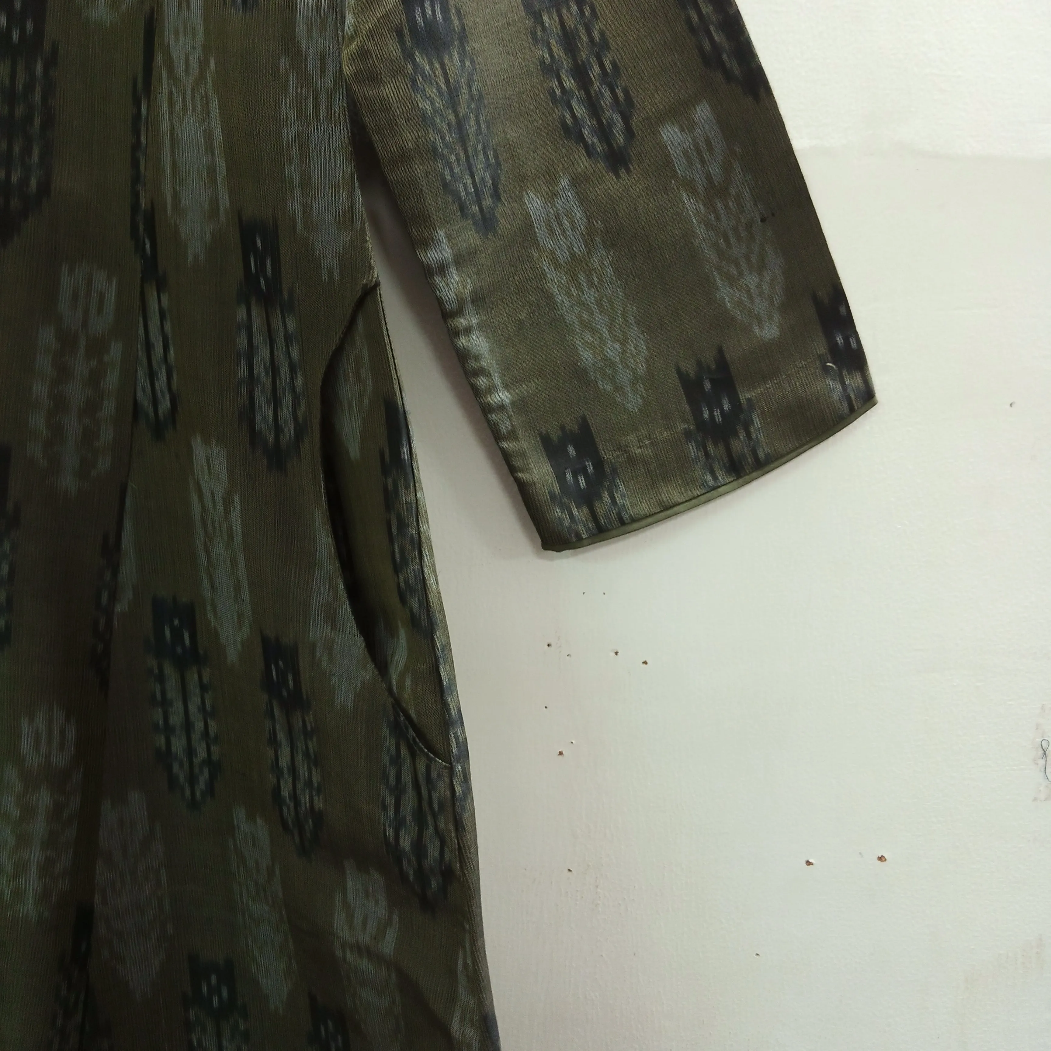 Yasmin Tulip Placket Silk Ikat Kurta